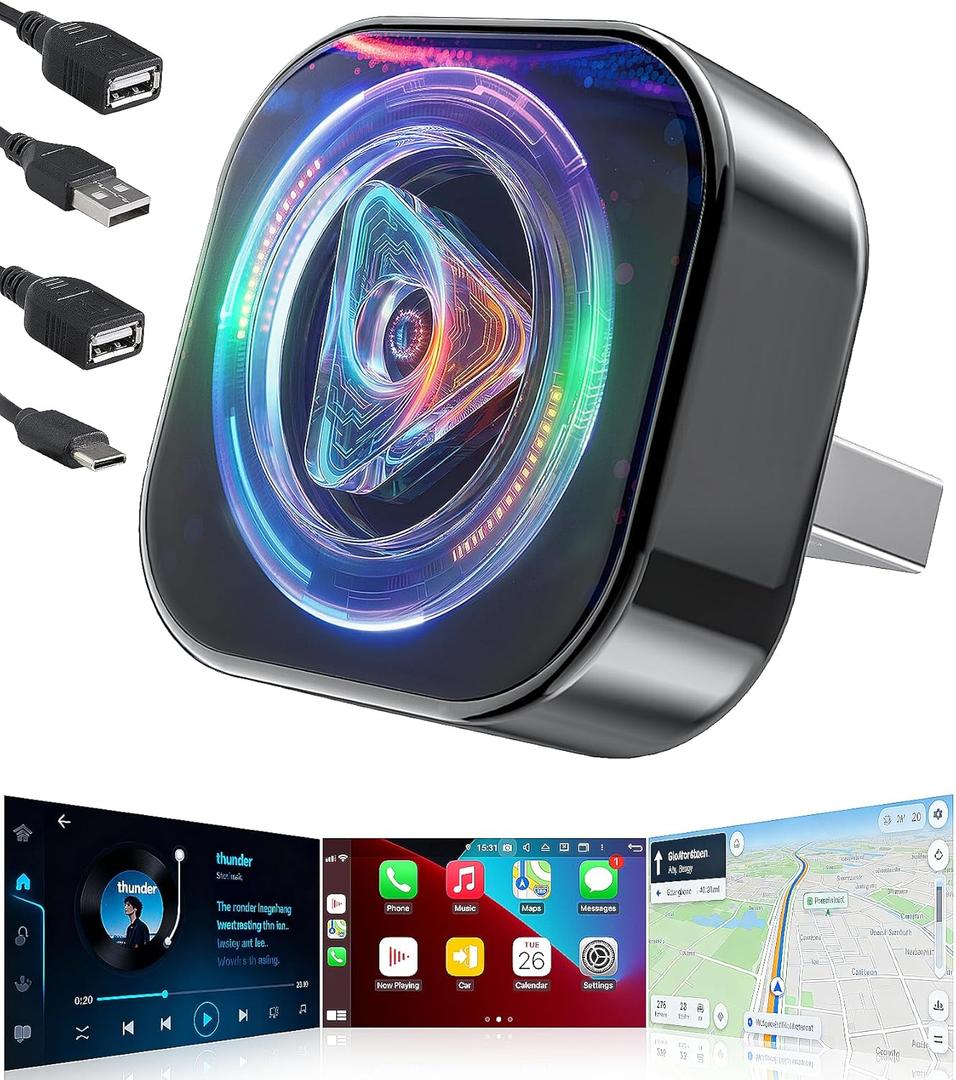 TICARVE Wireless CarPlay Adapter for iPhone Android Auto-Carplay Wireless Adapter Car Play Dongle-Convert Wired to Wireless | Plug & Play | Zero Latency | iOS 10+ Android 11+ (Dazzling Blue)