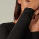 Intimissimi Woman's Sheer Boat Neck Modal Cashmere Ultralight Top (Black, S)