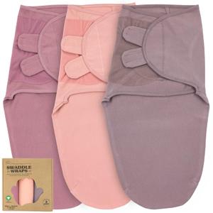 Newborn Swaddle Sleep Sacks - Infant 0-3 Months, Swaddles for Newborns Baby Girls Boys, 100% Organic Cotton Nursery Swaddling Blankets (3-Pack) (Taupe-mauve-peach)