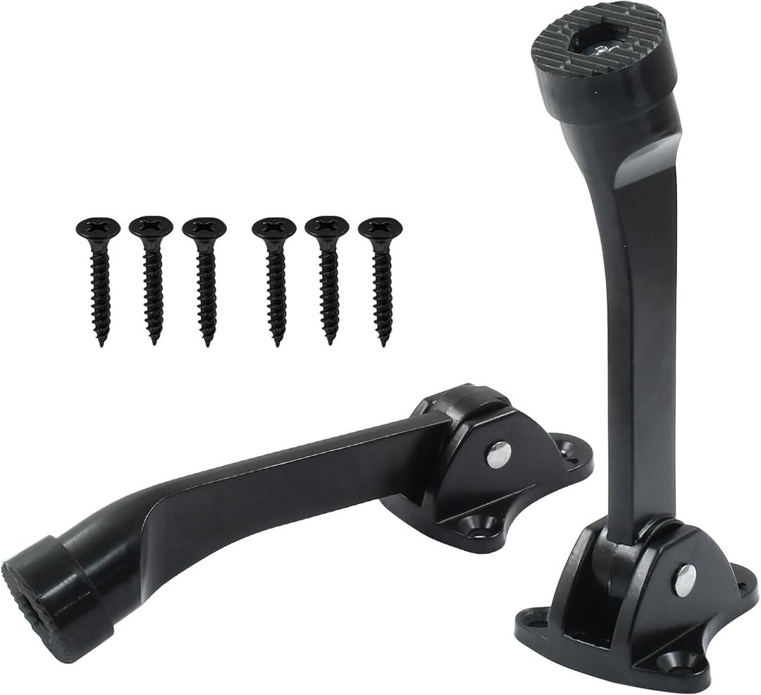 Luomorgo 2 Pack Kickdown Door Stopper, Heavy Duty Door Stop with Anti-Slip Rubber Tip, 4 Inch Door Stops Holder Kickdown Doorstop for Bottom of Door, Black