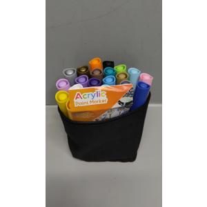 24  Colors Acrylic Paint Pens with Free App, Dual Tip Acrylic Paint Markers with Brush Tip and Fine Tip for Adults, Kids, Eggs, Wood, Rock, Canvas, Plastic, Stone, Glass, Ceramic