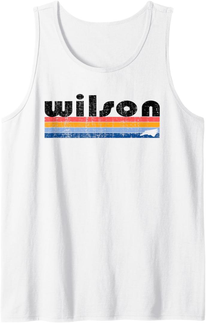 Vintage 80s Style Wilson, NC Tank Top (White, S)