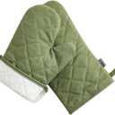 4 x Oven Mitts and Pot Holders 4 pcs Set,High Heat Resistant 500 Degree Extra Thicken Long Kitchen Cotton Oven Glove for Cooking (12 Inch,Green)