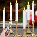 Retisee 6 Pack Taper Candles Holder Set, Candlestick Holders and 10 in Led Taper Candles with Remote Timer Flameless Candles for Holiday Wedding Table Decor(White)