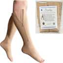 Presadee 30-40 mmHg Extra Firm Zipper Compression Leg Swelling Open Toe Socks (Nude, 1)