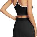 MOTEEPI Two Piece Tennis Skirt Sets Athletic 2 Piece Tennis Skirt Sets for Women with Pockets Size L