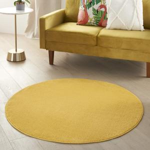 Nourison Essentials Indoor/Outdoor Yellow 4' x Round Area Rug, Easy Cleaning, Non Shedding, Bed Room, Living Room, Dining Room, Backyard, Deck, Patio (4 Round)