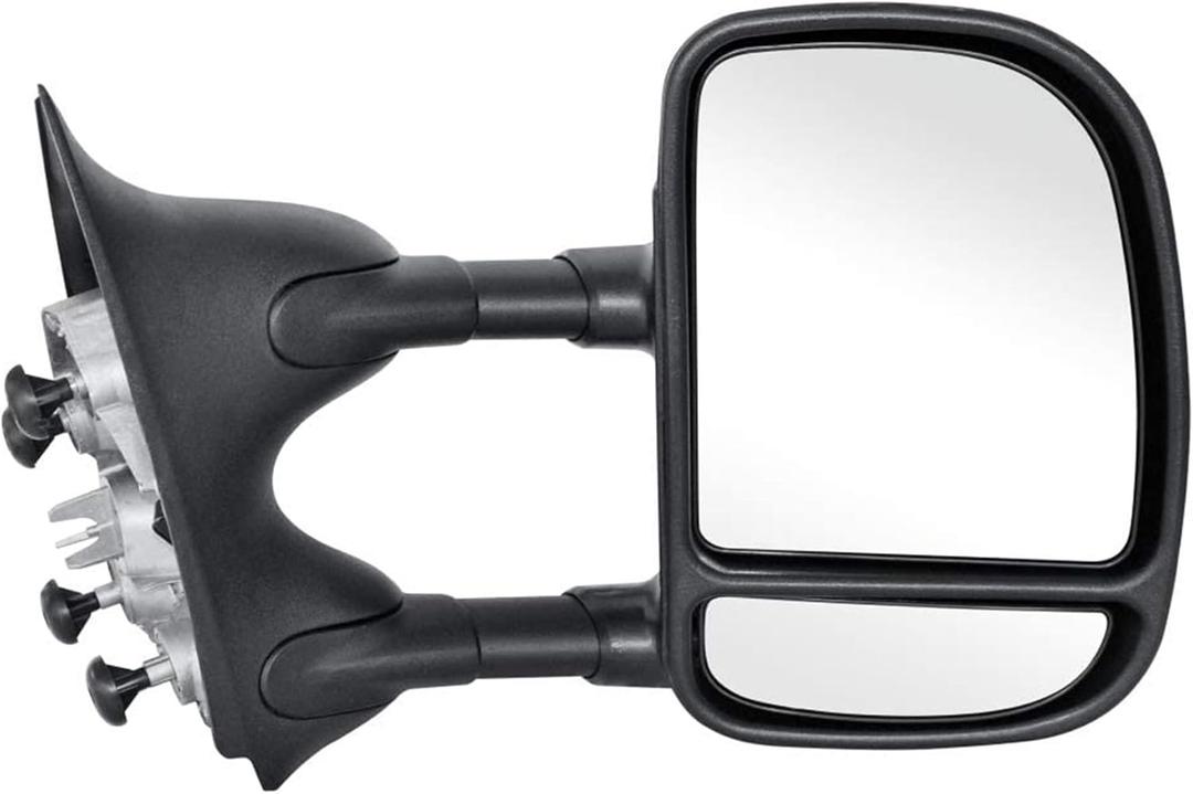 Partsflow Towing Manual Side View Mirror Passenger Right For 1999-2007 Ford F-250 Super Duty/F-350 Super Duty/F-450 Super Duty/F-550 Super Duty FO1321226