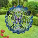12" 3D Butterfly Wind Spinner, Spins Beautifully in The Wind | Stainless Steel Hanging Sculpture, Adds Charm to Outdoor Spaces | Creates a Serene Atmosphere