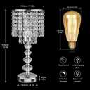 Crystal Table Lamps for Bedroom Nightstand - Touch Bedside Lamps with Two USB Charging Ports Silver, 3 Way Dimmable Small Glam Lamp for Girls, Night Stand Lamp for Living Room