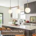 10" Gold Modern Globe Pendant Light 2 Pack Mid Century Pendant Lights with Milky White Glass Hanging Light Fixture for Kitchen Island Dining Room Bedroom Living Room Entryway(Bulbs Incl.)