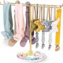 POVETIRE Baby Headband Holder Hair Bow Organizer for Girls,Metal Hair Ties Display Nylon Hairband Storage Head Wrap Stand Hair Accessories Organizer for Newborn Infant Toddler Kids (Golden)