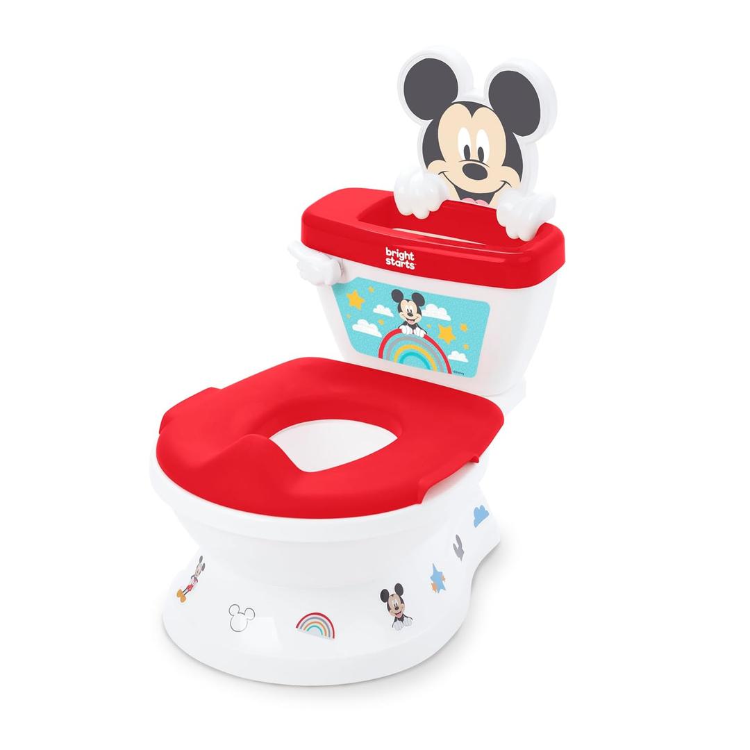 Bright Starts Disney Junior Mickey Mouse My Size Potty Training Toilet, Toddler Potty Chair with Flushing & Cheering Sounds, Removable Seat with Splash Guard & Handles, Ages 18+ Months, Up to 50 lbs