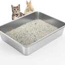 WENBOKMIN Stainless Steel Cat Litter Box - Litter Box for Cats - Easy to Clean, Never Absorbs Odor, Stains, or Rusts - Silver (17.7" L x 13.5" W x 4" H)