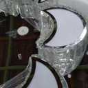 31.4'' Silver Modern Crystal Chandeliers for Dining Room LED Dimmable Light Fixtures Flush Mount Light Living Room Bedrooms