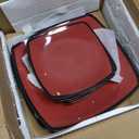 Square Melamine Dinnerware Sets 12 Piece Service for 4 Deep Red Plates and Bowls Sets for Indoor/Outdoor Grill, Holiday Party, Camping