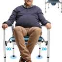 Eosprim Bedside Commode Extra Wide Seat, Heavy Duty Toilet Seat Riser, 3 in 1 Width and Height Adjustable Commode Chair, Portable Toilet for Adults, Shower Potty Chair for Elderly Disabled Seniors