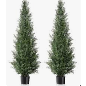Artificial Cedar Topiary Trees 4FT (2 Pack) Tall Faux Tree with Realistic Leaves, Fake Pine Floor Potted Artificial Plants for Home Office Living Room Patio Porch Indoor Decor