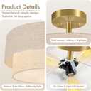 16.5'' Semi Flush Mount Ceiling Light, 3-Light Gold Ceiling Light Fixtures, Farmhouse Close to Ceiling Light with Linen Shade, Modern Drum Ceiling Light for Living Room/Hallway/Bedroom/Dining Room