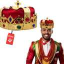 Morph Adult Royal King Crown Queen Regal Jeweled Gold Hat Halloween Wiseman Costume Accessory
