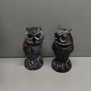 Hedoc 2 Pack Fake Owl Decoys to Scare Birds Away, Rotating Head Bird Deterrents, Nature Enemy Scarecrow Plastic Statues, Pest Repellent for Gardens and Patios (10+11 Inch)