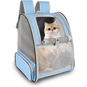 Cat Backpack Carrier,Pet Carrier Airline Approved for Small Dog Cat Puppy Kitten Bunny,Ventilated Mesh Design Animal Backpack for Hiking Camping Travel Bag (Blue)