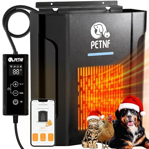 Dog House Heater – 45℉ to 113℉ Thermostat Controlled Pet House Heater with Wifi Remote App Control 300W Fast Heating Energy Saving Eco Mode Safe for Outside Dog House Winter Chicken Coop