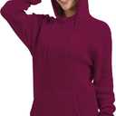 Womens Hoodie Sweatshirt Loose Fit Crew Neck Pullover Sweater with Pocket Ribbed Cuffs Fall Tops (Red, L)