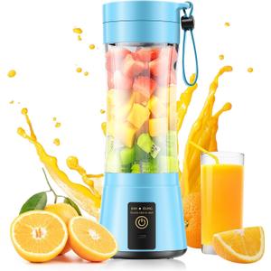 Portable Blender for Smoothies and Shakes - Personal Size Mini Blender with 380Ml Travel Cup, 6 Stainless Steel Blades for Powerful Blending, Fresh Fruit Juicer for Home/Travel
