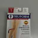 Truform 30-40 mmHg Compression Stockings for Men and Women, Thigh High Length, Dot-Top, Open Toe, Beige, Medium (Medium (1 Pair))