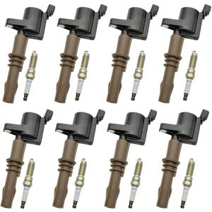 8 PCS DG521 Ignition Coil Pack Iridium Spark Plugs FD509 Ignition Coils and Spark Plugs Compatible with Ford Expedition Explorer F-150 F-250 F-350 Super Duty Mustang Lincoln, SP509, FD509