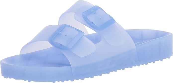 FUNKYMONKEY Women's Comfort Slides Double Buckle Adjustable EVA Flat Sandals, Size 9