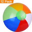 SYZ 12" Beach Balls Bulk - Inflatable Swimming Pool Toys for Kids Birthday Party Supplies Favors Luau Decorations - Blow Up Classic Rainbow Color Beachball Summer Water Games Fun Gifts (12 Pack)
