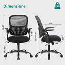 SMUG Office Computer Desk Chair, Ergonomic Mid-Back Mesh Rolling Work Swivel Task Chairs with Wheels, Comfortable Lumbar Support, Comfy Flip-up Arms for Home, Bedroom, Gaming, Study, Student (Night Black)