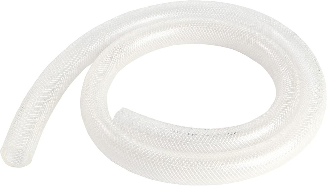 1 ID  1-19/64" OD - 10 ft Clear Braided Hose Plastic Vinyl Tubing, High Pressure Flexible Reinforced PVC Tube for Transfer Water Air Oil, BPA Free & Non-Toxic