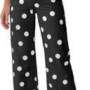WDIRARA Women's Polka Dots Jeans Vintage Stretchy Straight Leg Denim Pants (26, Black)