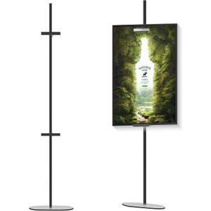 Adjustable Easel Stand for Picture Frames, Holds Frames Up to 64" Tall - Sturdy Metal Floor Easels for Art, Signs, Photos | for Home, Office, Gallery Display (Black)