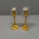 OwnMy Set of 2 Taper Candle Holders Vintage Metal Pillar Candlestick Holders 7.4, Elegant Brass Candle Stick Holders Decor Candelabra Set for Dining Table Centerpieces Wedding Home Decoration, Gold