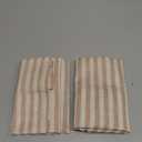 jinchan Striped Linen Kitchen Curtains 24 Inches Length Tier Curtains Farmhouse Modern Cafe Style Small Window Treatments Airy Light Filtering Rod Pocket for Living Room Bathroom 2 Panels Tan