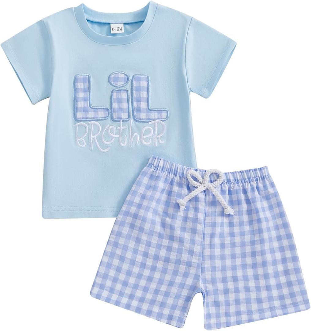 Big Sister Little Brother Outfit Newborn Short Sleeve TShirt Shorts Toddler Summer Clothes Sibling Matching Outfits