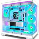 F600 PC Case - Pre-Installed 6 PWM ARGB Fan, ATX Mid-Tower Gaming PC Case, 270 Panoramic Glass with Type-C, FOIFKIN (White, F600)