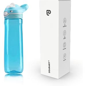 DEARART 26oz Sky Blue Water Bottle Without Straw Wide Mouth, AUTOSEAL BPA FREE Leakproof Clear Bottle Has Handle, Easy Carried, Suit School Office Gym Yoga Sports etc.