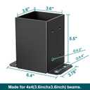 SPACEEUP 4x4 Post Base 10 Pcs, Inner Size 3.6"x3.6" Post Base Brackets, Heavy Duty Powder-Coated Post Anchor Matte Black Wood Post Brackets for Pavilion Deck Railing Support Deck Base Plate