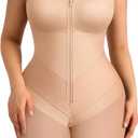 FeelinGirl Fajas Colombianas Moldeadoras Shapewear Tummy Control Postpartum Butt Lifting Body Shaper with Zipper Crotch, L