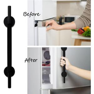 Magnetic Refrigerator Door Handle with Cover, Fridge Pull Handle Replacement Keep Appliance Clean from Fingerprints Liquid Oil Food Stain for Metal Machine Door - 1Pack Black