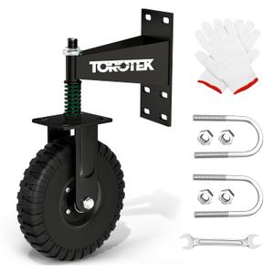 8inch Gate Wheel, 650lb Capacity Heavy Duty Gate Wheel, Upright Spring Loaded Gate Casters, Upgrade Fence Gate Wheels for Metal Tube Gate Wooden Gate with U-blots Screws & Screwdriver