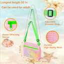 MUYIZI Beach Mesh Shovel with Mesh Beach Bag for Shell Collecting, Kids Sand Sifter for The Beaches,Shell Scooper for Beaches,Shark Tooth Sifter Dipper,Sea Shell Bags for Kids,Sand Toys (Pink+Yellow)