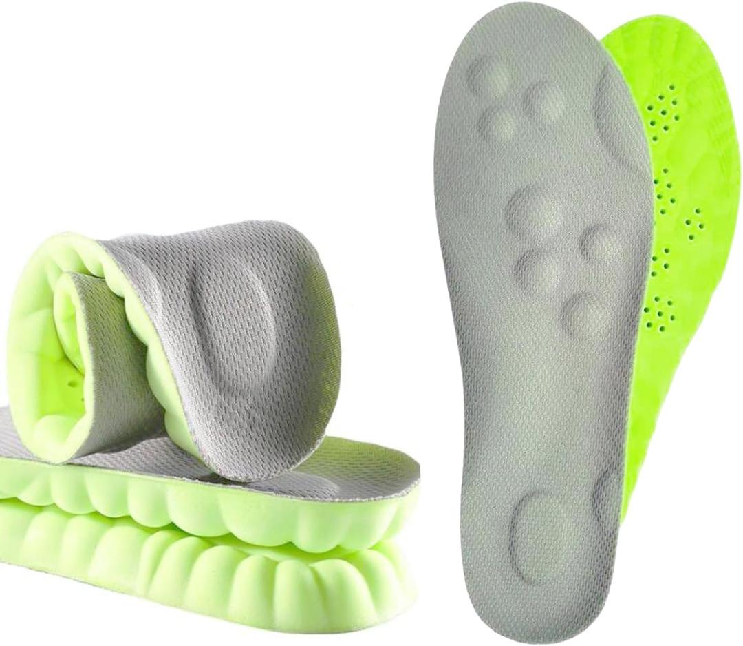 3D Sneaker Insoles Cloud Sole with Excellent Shock Absorption and Cushioning for Men and Women Comfortable Feet Relief Insoles (Grey, Men US 7.5-10 Women US 8-11 2Pair)