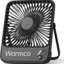 Warmco 10000mAh Portable Travel Fan 7-inch, Max 24H Runtime, Ultra-thin Quiet Rechargeable Battery Operated Desk Fan with Digital Display for Camping, Office, Bedroom, Cruise Essentials (Black)