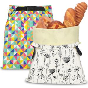 Riccle Reusable Beeswax Bread Bags for Sourdough and Homemade Bread -Pack Of 2- Durable and Waxed for Fresh Artisan Loaves Storage - Large Linen Bag for Sour Dough Home Made Breads with Zipper & Clips